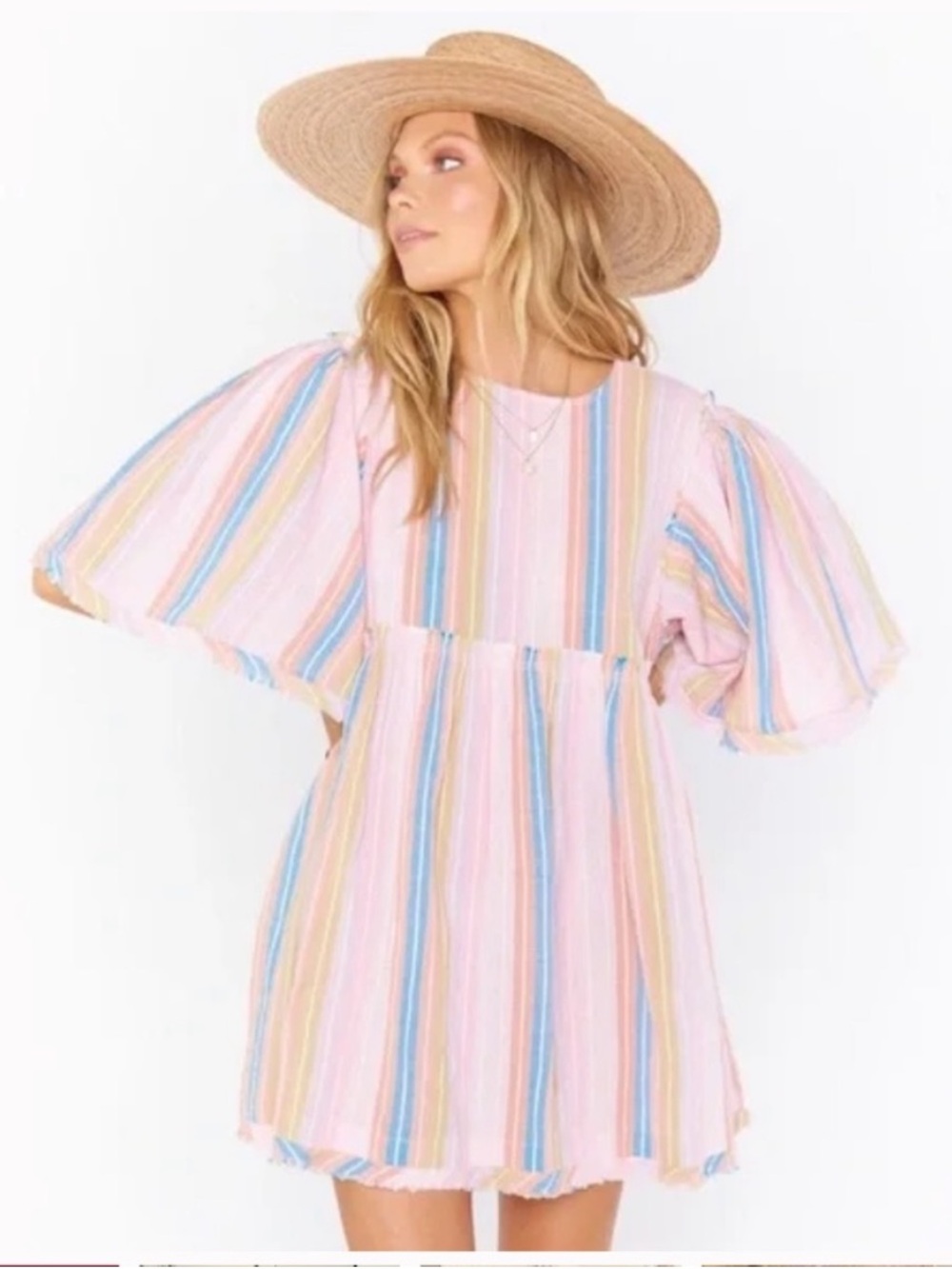 Show Me Your Mumu Brooks Babydoll Mini Dress Paradise Stripe Boho Beach Small